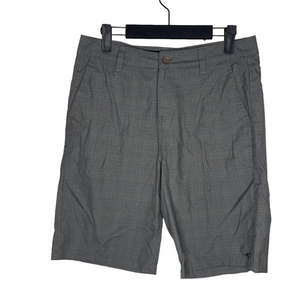 ONeill Mens Standard Fit Plaid Casual Shorts Size 30 Gray Polyester Blend